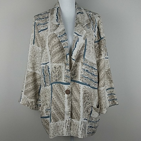 Alice Stuart flax blend jacket patchwork - Picture 1 of 8